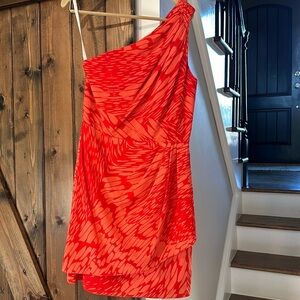 Womens Shoshanna one shoulder tropical print dress size 6